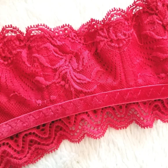 Victoria's Secret Vintage Embroidered Lace Mesh Velvet Balconet Sling Bra NWT